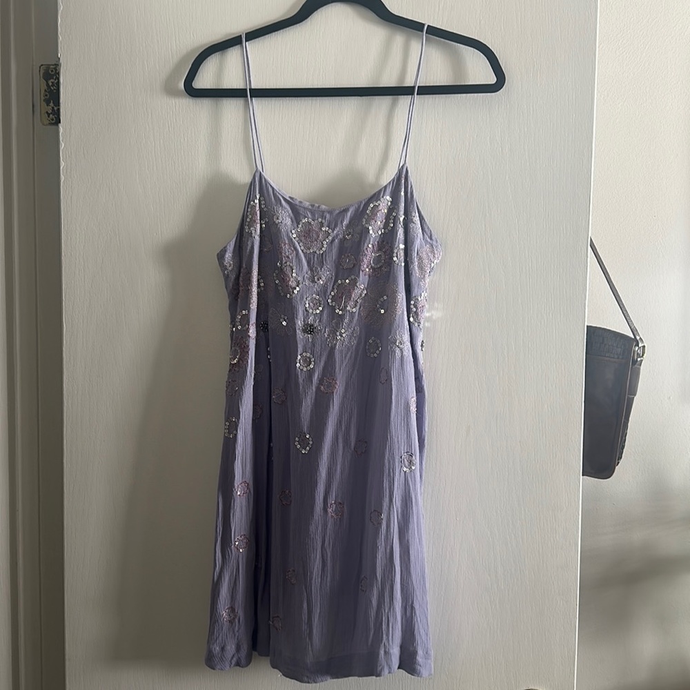 Free People purple embroidered mini dress